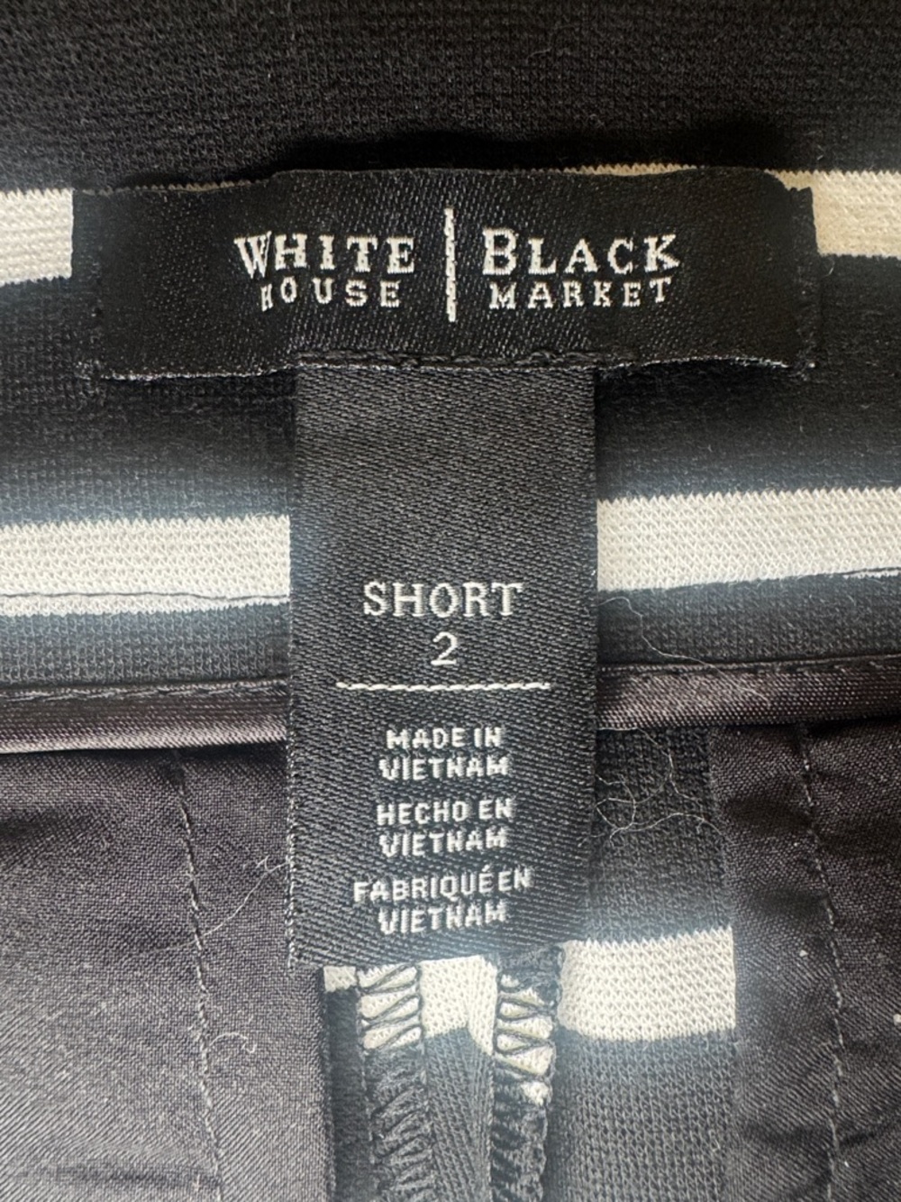 WHBM Ponte Knit Black White Stripe Sailor Shorts Mid Rise Side Zip Sz 2 EUC $68 - Picture 6 of 10
